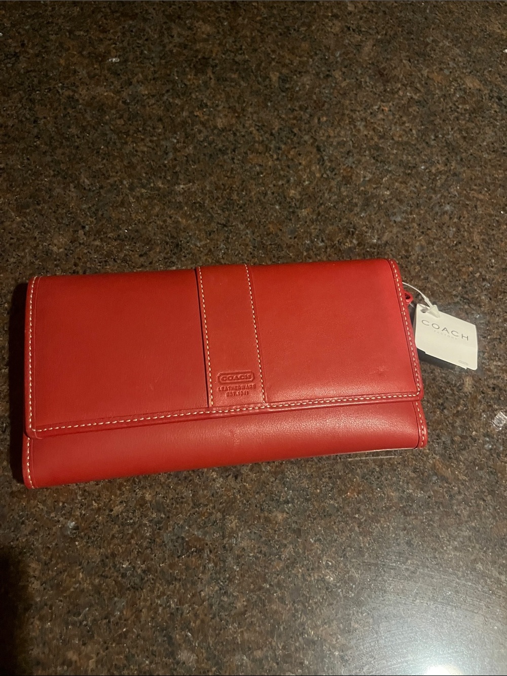 Coach Red Leather Fold-Over Continental Wallet
